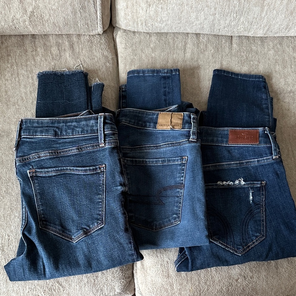 Dark Blue Denim Jeans Trio